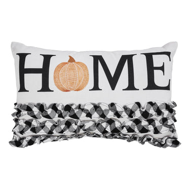 Annie Black Check Home Pumpkin Ruffle Pillow 14x22 - The Fox Decor